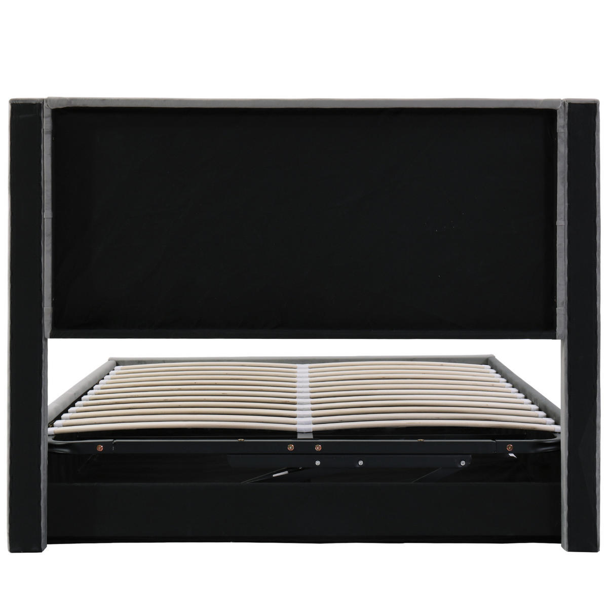 POLSTERBETT 140/200 cm Grau aus Samt und Stahl mit Stauraum - Grau, Metall (140/200cm) - OKMYHOME