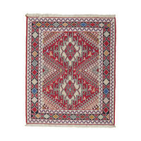 HANDWEBTEPPICH Sumak Shahsavan Beige 96/80 cm Schurwolle - Beige, Textil (80/96cm) - Looma