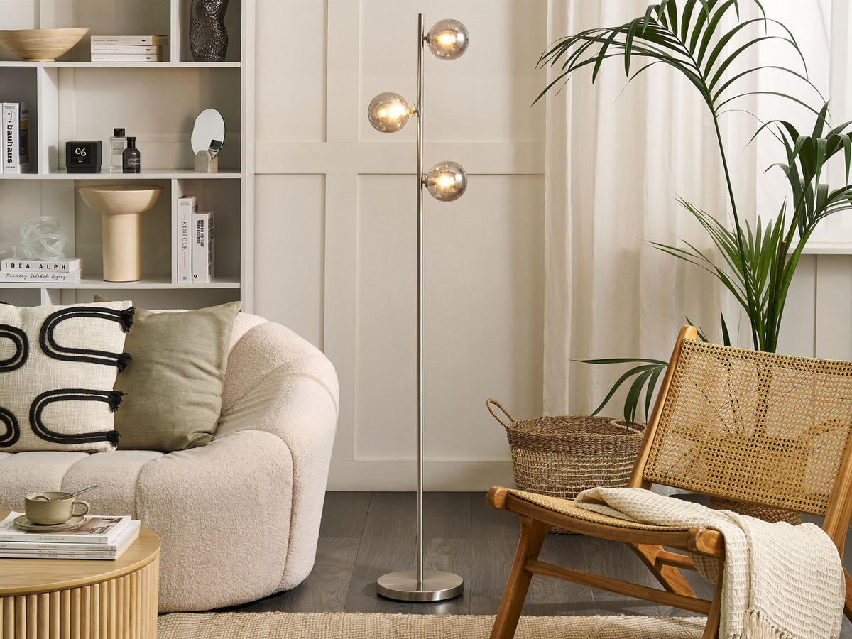 STEHLEUCHTE Ramis 23/23/154 cm - Silberfarben, Metall (23/23/154cm) - Beliani