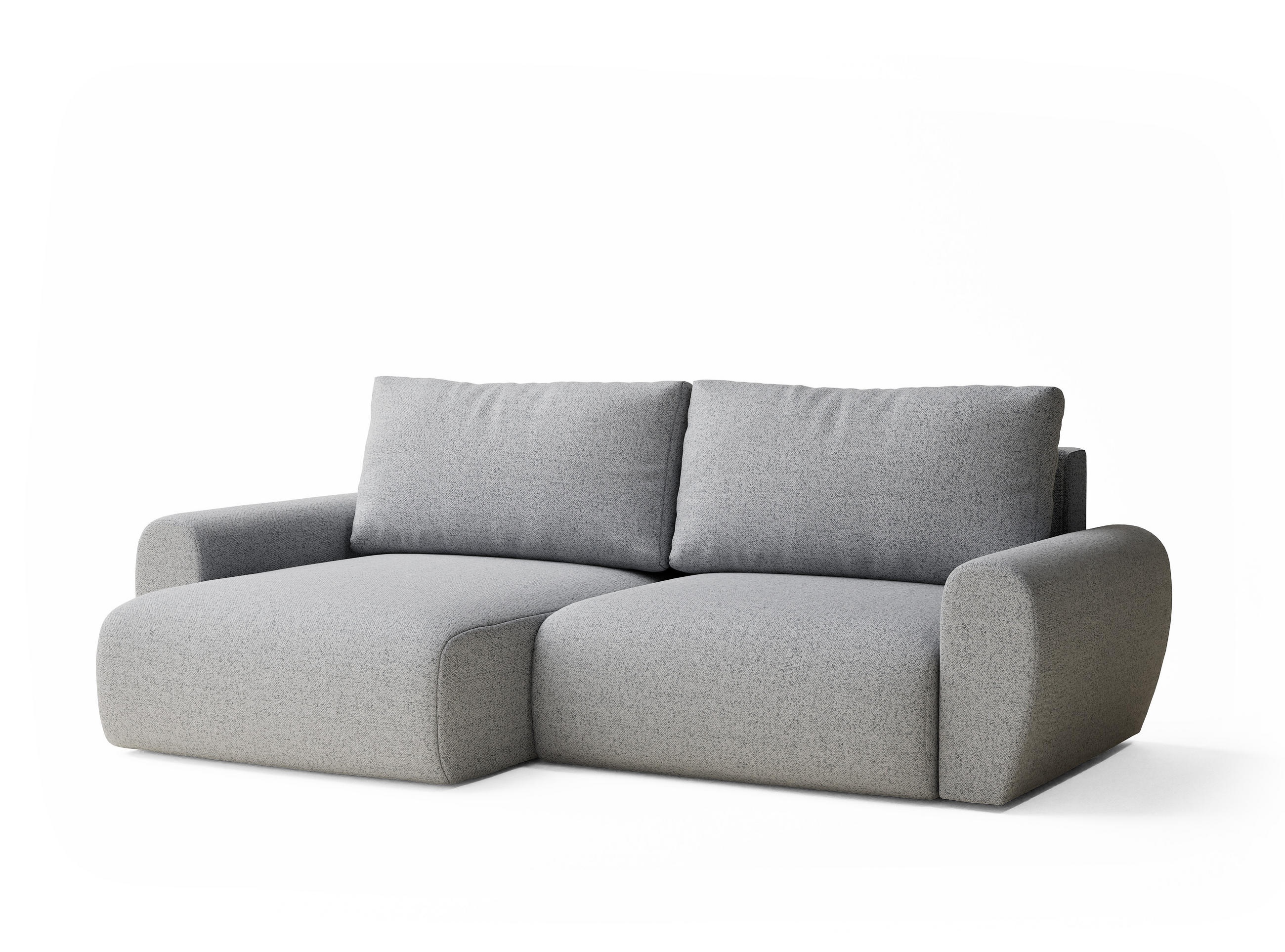 ECKSOFA MIT SCHLAFFUNKTION Numba Hellgrau Webstoff - Hellgrau/Schwarz, Holz/Holzwerkstoff (253/153cm) - Maison de Reve