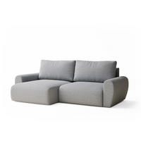 ECKSOFA MIT SCHLAFFUNKTION Numba Hellgrau Webstoff - Hellgrau/Schwarz, Holz/Holzwerkstoff (253/153cm) - Maison de Reve