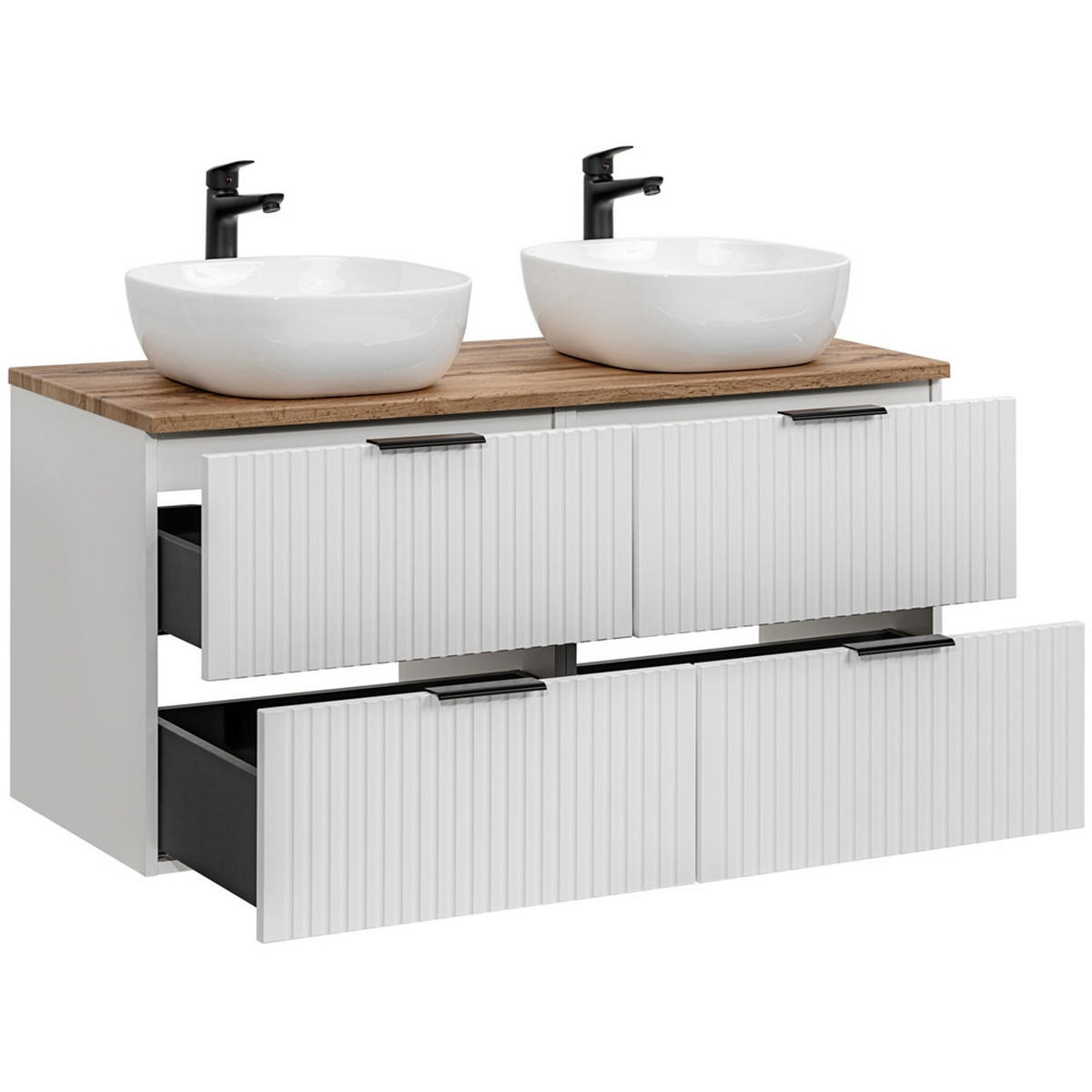 DOPPELWASCHTISCH Adelaide-56 - Weiß, Holzwerkstoff (121/75/47cm) - Lomado