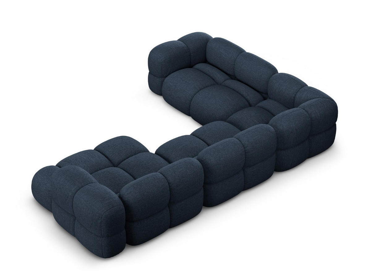 PANORAMASOFA links Loretto aus strukturiertem Stoff dunkelblau 5 Sitzplätze - Dunkelblau, Textil (250/68/345cm) - Cosmopolitan Design