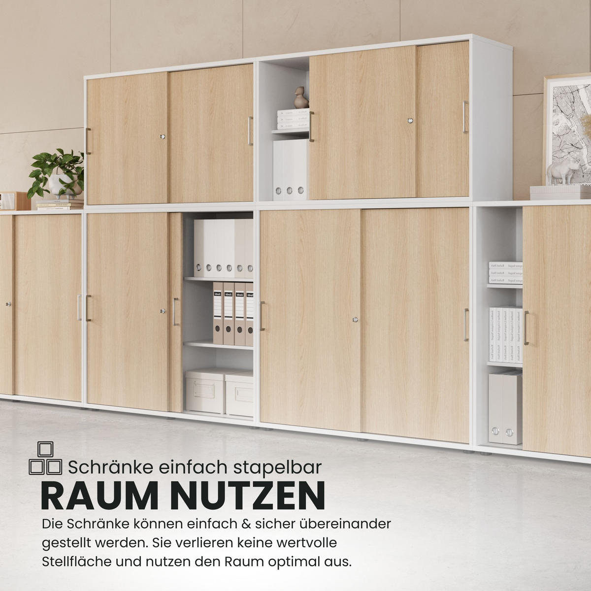 SCHIEBETÜRENSCHRANK - 2 Ordnerhöhen 40/120/74,8 cm in Graphitfarben/Grau Chromgriff (Metall) - Graphitfarben/Grau, Holzwerkstoff (120/74.8/40cm) - bümö