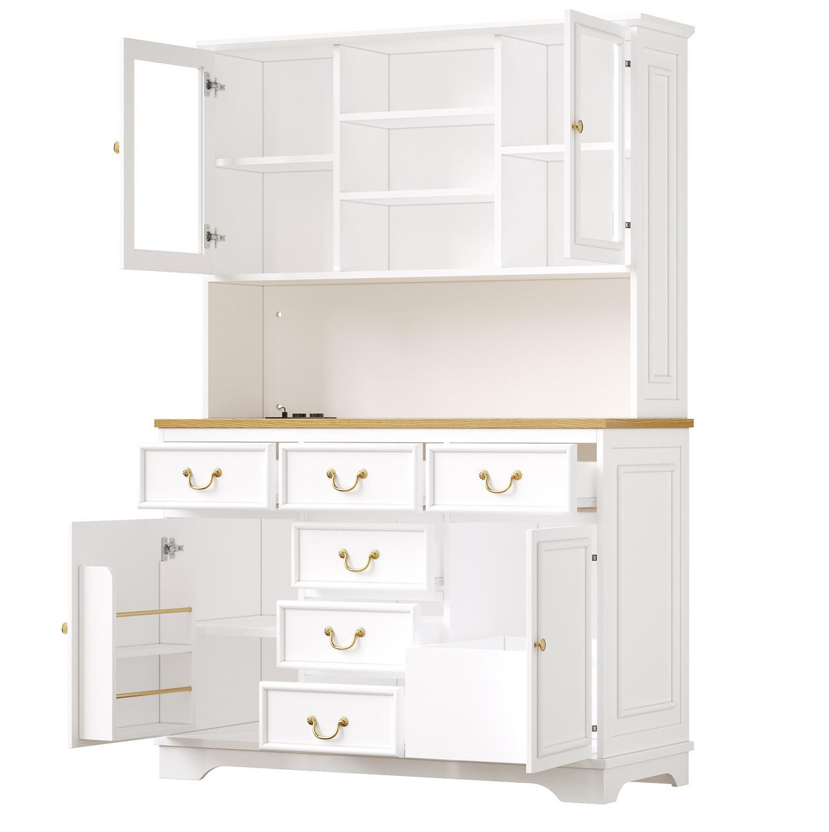 BUFFETSCHRANK 118/39,5/180 cm Weiß aus MDF mit LED - Weiß, Holzwerkstoff (118/180/40cm) - OKWISH