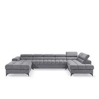 ECKSOFA PUDDING MAXI U Rechts mit Schlaffunktion 125x330 Velours Dunkelgrau - Dunkelgrau/Schwarz, Holz/Textil (421/203cm) - Muffo
