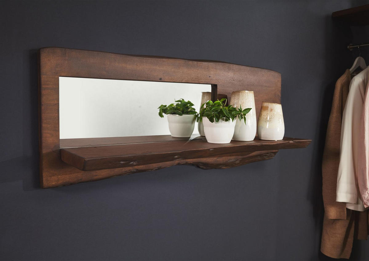 WANDREGAL Akazie 121x22x38 braun lackiert PURE ACACIA #805 - Braun, Holz (121/38/22cm) - Massivmoebel24