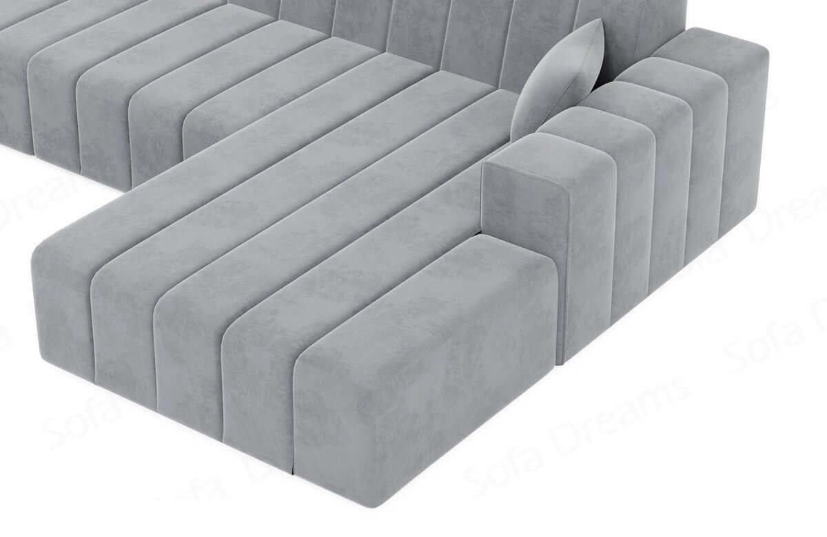WOHNLANDSCHAFT Astra Hellgrau Samtstoff - Hellgrau, Kunststoff (326/73/186cm)