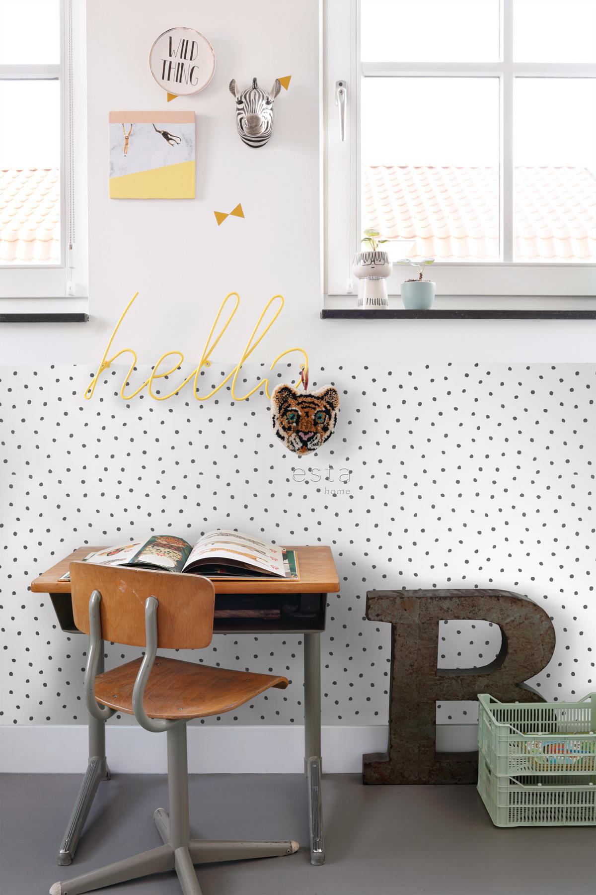 TAPETE Punkte 53 cm x 10.05 m - Weiß, Papier (53/0.1cm) - ESTAhome