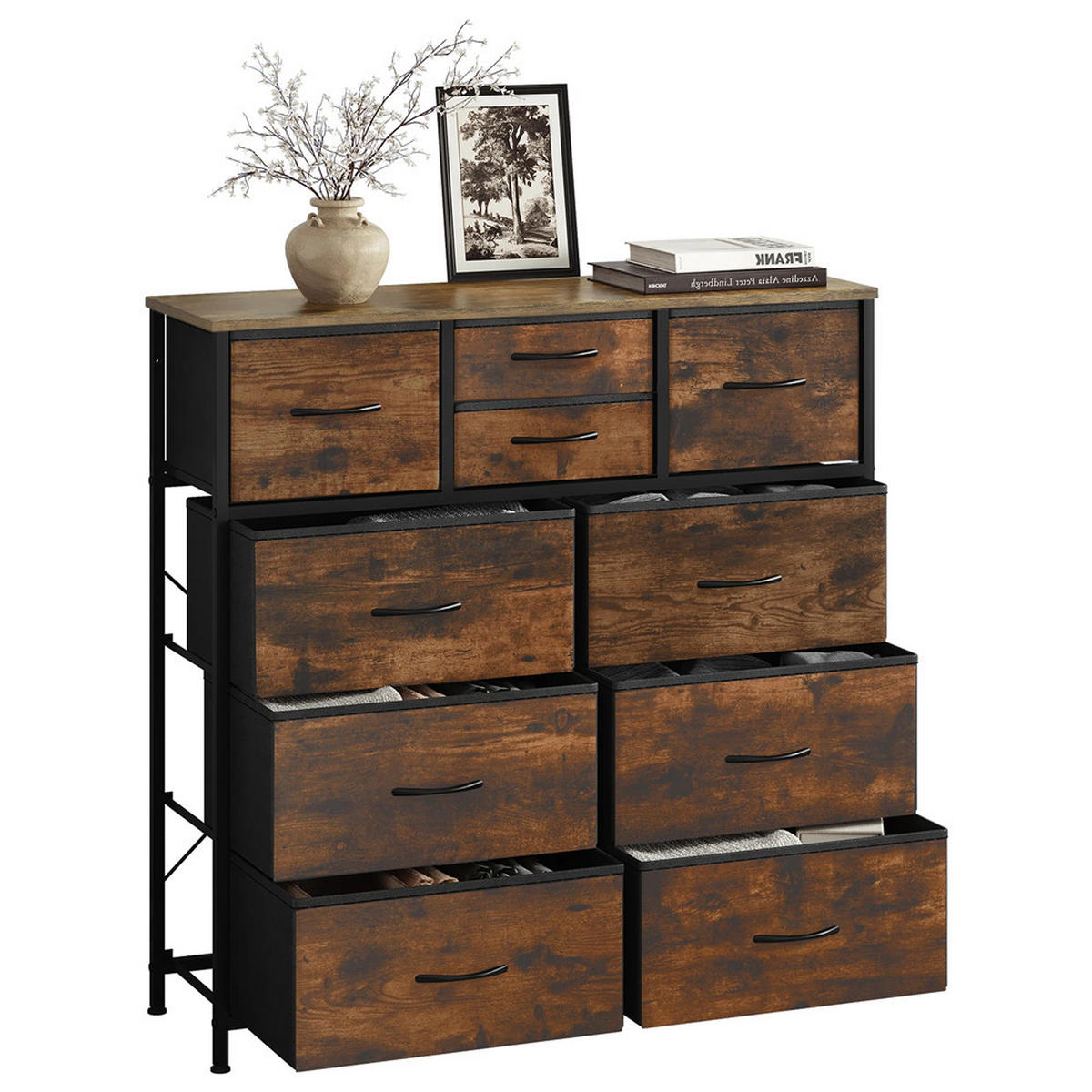 KOMMODE Stoff Sideboard Industrie Metall 100x100x30 cm - Braun, Metall (100/100/30cm) - Kaket