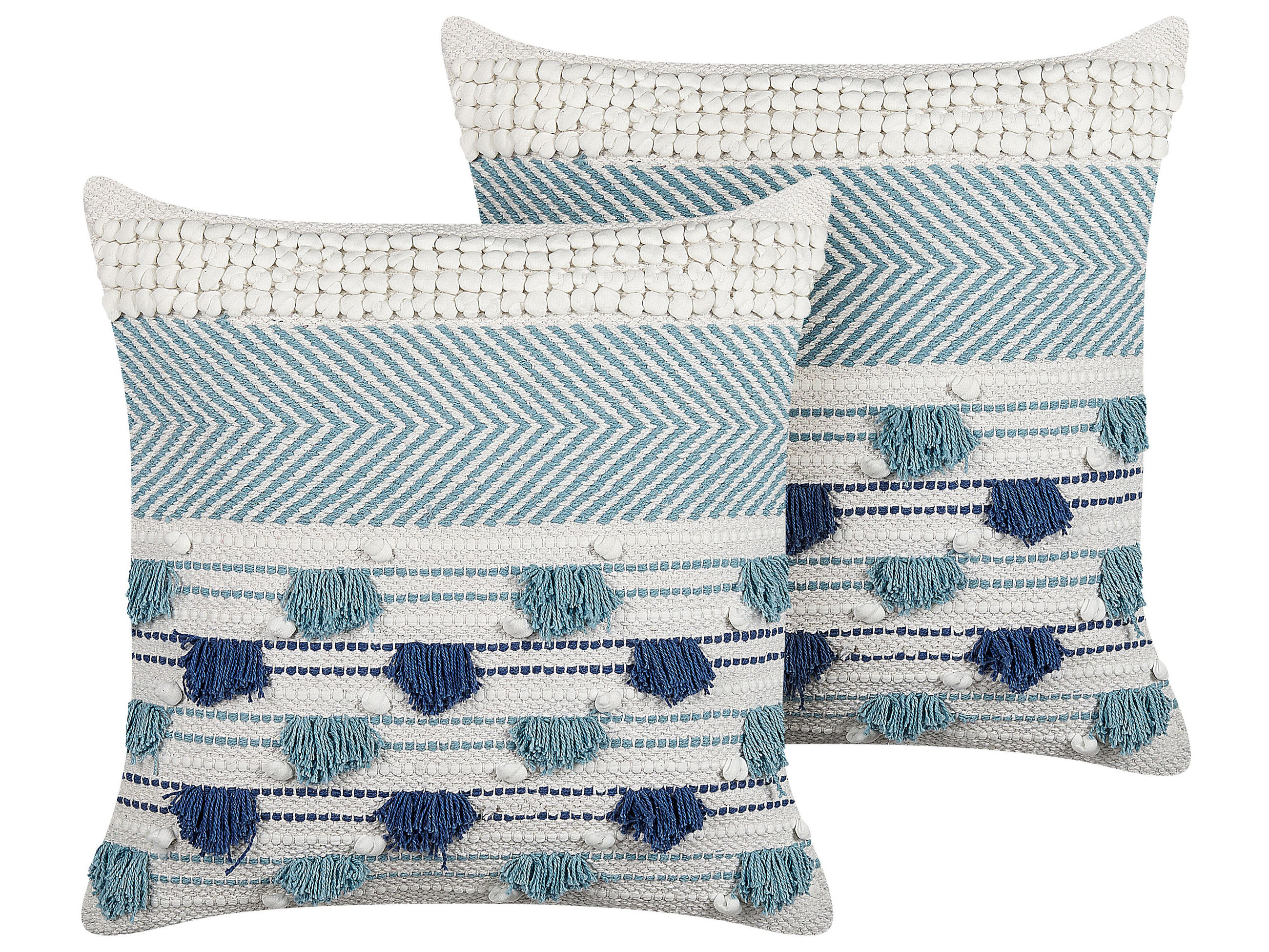 DEKOKISSEN 2er-Set Hellblau 45/45 cm Datura - Hellblau, Naturmaterialien/Textil (45/45cm) - Beliani