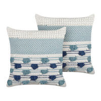DEKOKISSEN 2er-Set Hellblau 45/45 cm Datura - Hellblau, Naturmaterialien/Textil (45/45cm) - Beliani