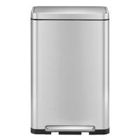 MÜLLEIMER Stilvoller Rechteckiger Mit Extra Breitem Pedal & Gedämpften Stay Open Deckel 63,7 x 36,2 x 29,7 cm 30 Liter Silber - Silberfarben, Metall (36.2/63.7/29.7cm) - PROREGAL