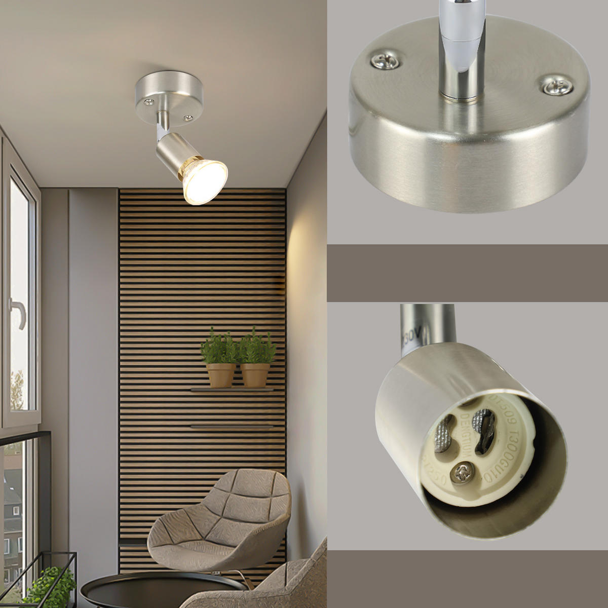 DECKENSTRAHLER Brenthar 10/7/14 cm - Silberfarben, Metall (14/10/7cm) - ZMH