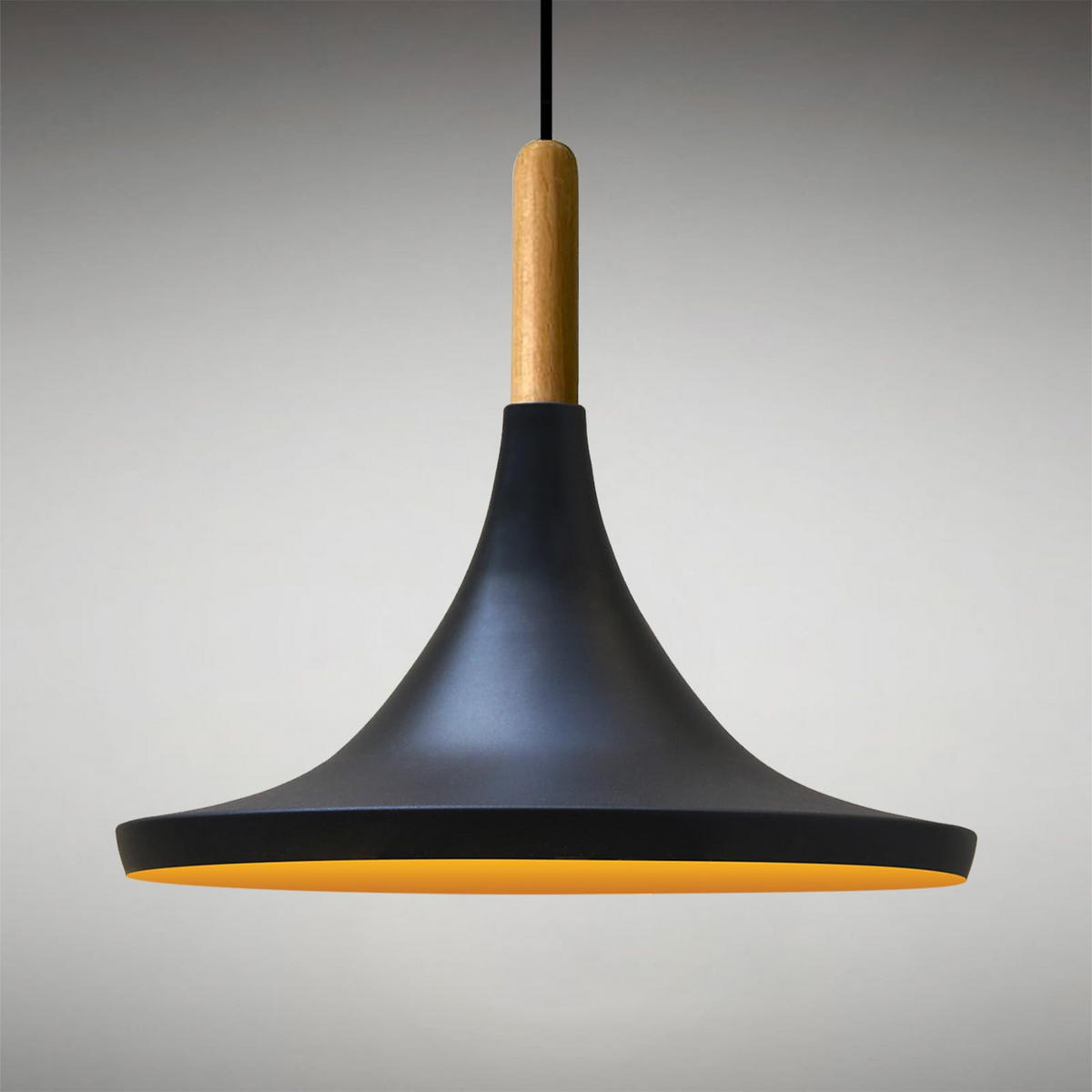 PENDELLEUCHTE Genisy 31/33 cm - Nussbaumfarben/Schwarz, Holz/Metall (23/31/23cm) - Bamyum