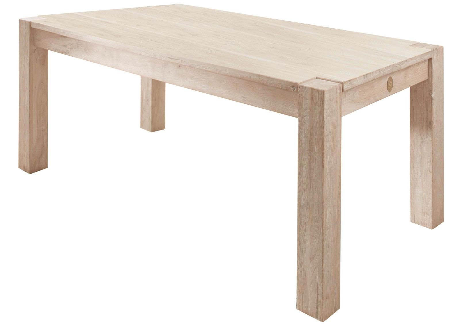 ESSTISCH Akazie 140x90x76 white stone getüncht NATURE WHITE #103 - Beige, Holz (90/140/76cm) - Massivmoebel24