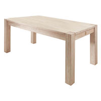 ESSTISCH Akazie 140x90x76 white stone getüncht NATURE WHITE #103 - Beige, Holz (90/140/76cm) - Massivmoebel24