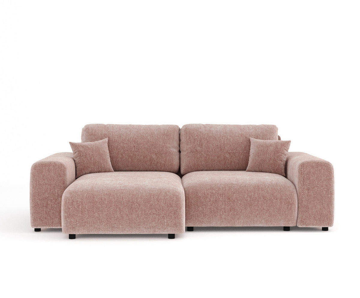 ECKSOFA Zanzibar Grau Samtstoff - Schwarz/Rosa, Holz/Holzwerkstoff (237/144cm) - Maison de Reve