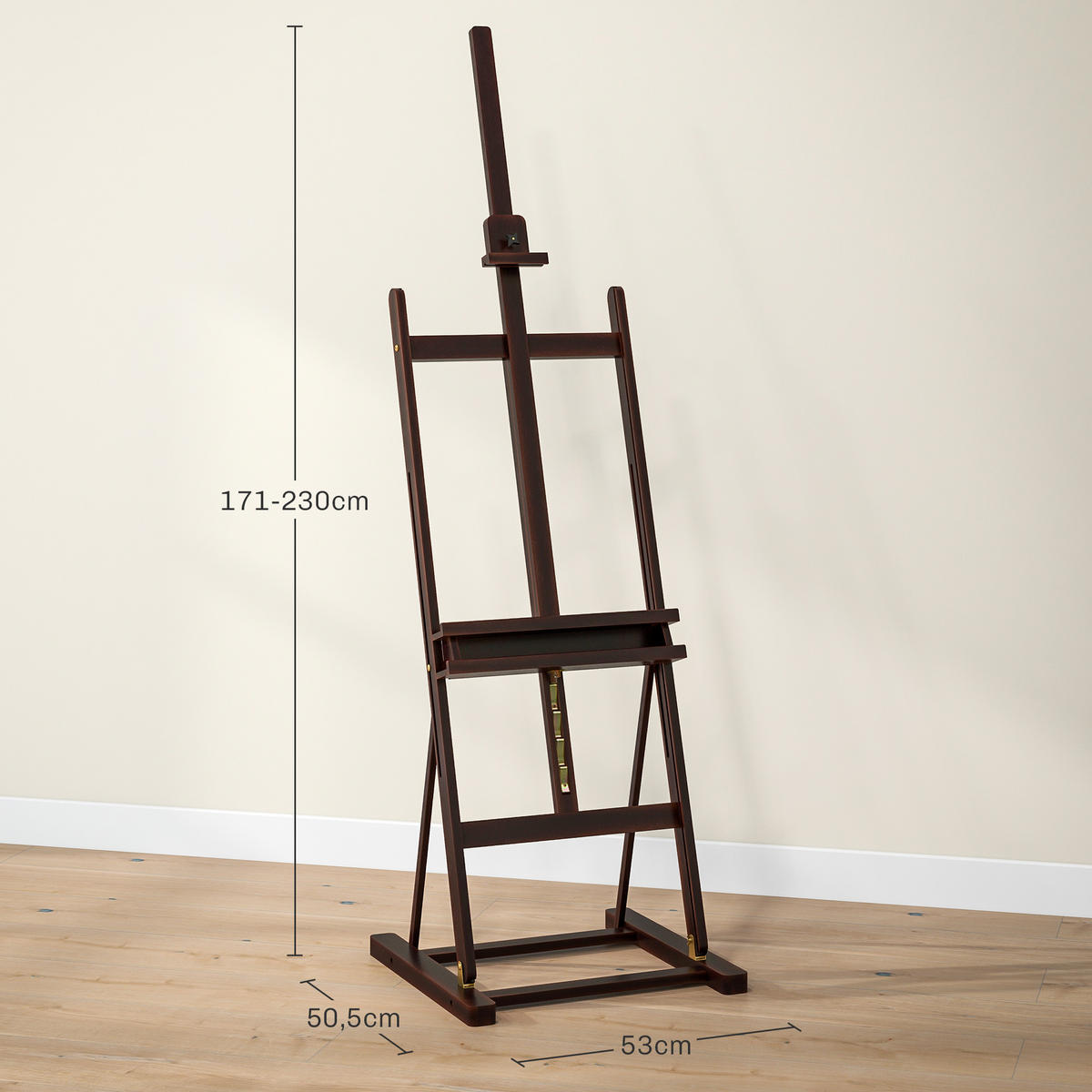 STAFFELEI DE-16689 höhen- & neigbar, mit Aufbewahrung Braun - Braun, Holzwerkstoff (50.5/230/53cm) - ComfortXL