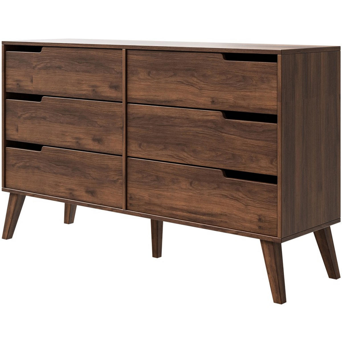 KOMMODE Norel mit 6 Schubladen, Walnuss - Walnussfarben, Holz/Holzwerkstoff (137/80/40cm) - Beautysofa