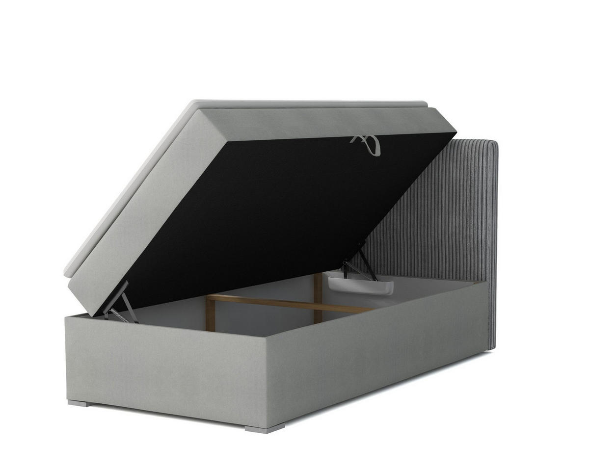 BOXBETT DON 90/200 Hellgrau H3 Öffnung rechts - Hellgrau, Holz/Holzwerkstoff (90/200cm) - Deine Möbel 24
