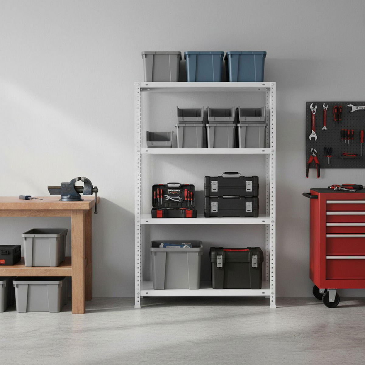 SCHRAUBREGAL PANDA MID | HxBxT 150x80x40cm | 4 Fachböden | Fachlast 100kg | Weiß - Weiß, Metall (80/150/40cm) - PROREGAL