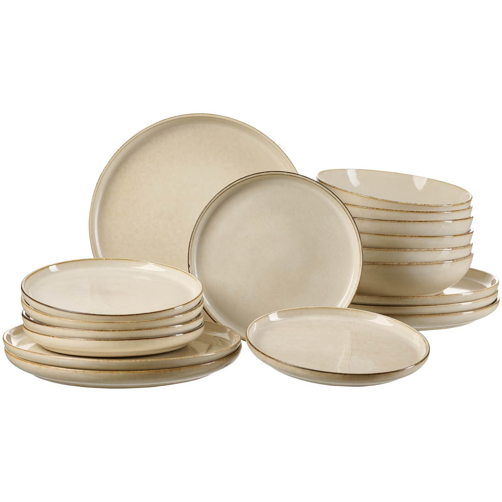 TELLER-SET Olivia beige 18er Set - Beige, Keramik (29/40/39cm) - Ritzenhoff Breker
