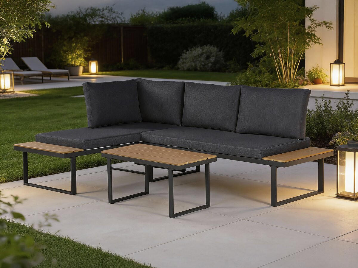 LOUNGEGARNITUR Liora 4-Sitzer Grau - Grau, Metall - Habitat Garten