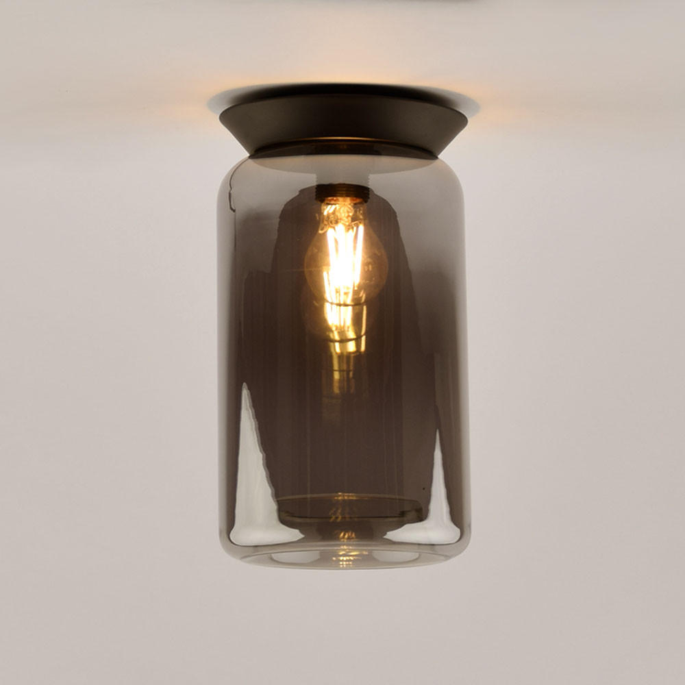 WAND-/DECKENLAMPE Cruet Rauch Up (Hoch) - Anthrazit, Glas (17/17/30cm) - s.luce