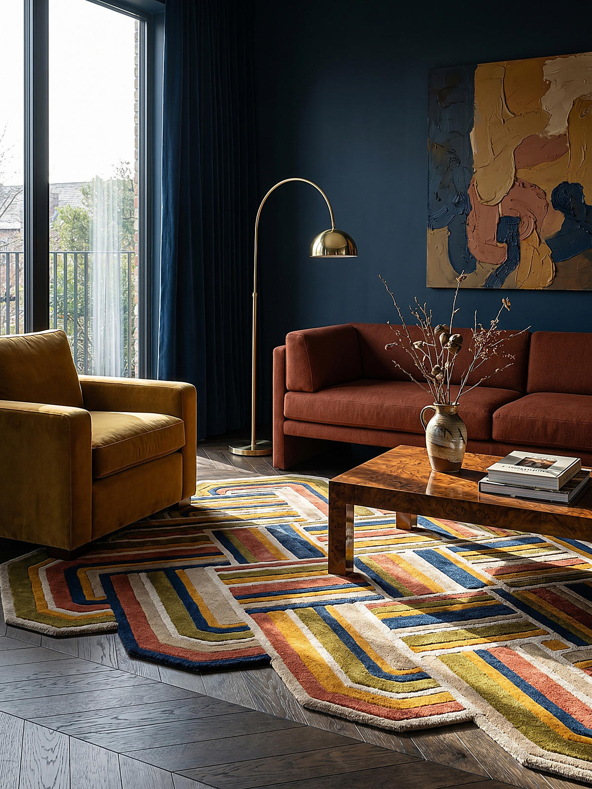 TEPPICH aus Wolle SOAR in Terrakotta, geometrisch, 200 x 300 cm - Rot, Textil (300/200cm) - KADIMA DESIGN