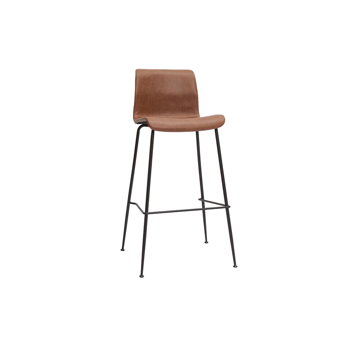 BARHOCKER Antik-Look Braun Schwarzes Metall H75 cm 2er-Set HAROLD - Braun, Textil (51/99.5/50.5cm) - Miliboo