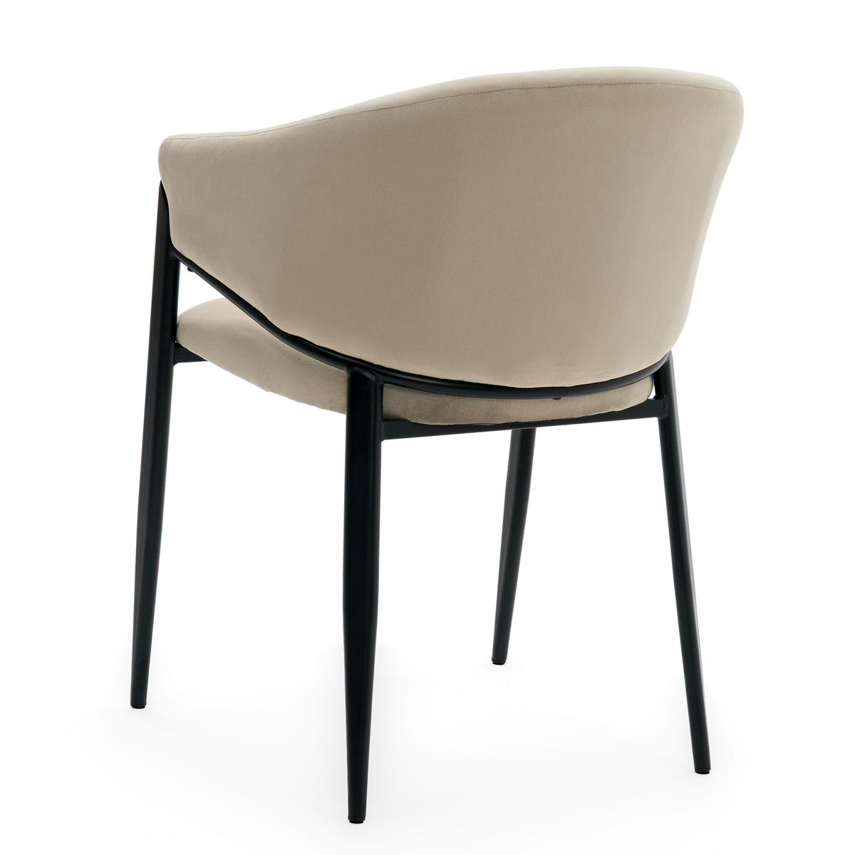 STUHL BUENO gespolsterter - dunkelbeige - Glamour Velour Samt - Beige/Schwarz, Textil/Metall (57/81/59cm) - NEW HOME