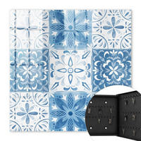 SCHLÜSSELBOX Schwarz 30x30 cm- Türöffnung nach rechts - Geometrische Fliesen - Blau, Metall (30/30/5cm) - TULUP