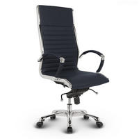 BÜROSTUHL Montreal Echtleder Dunkelblau – ergonomisch, bis 150 kg, Sitzhöhe 46-54cm - Dunkelblau, Leder/Metall (60/115/60cm) - Versee
