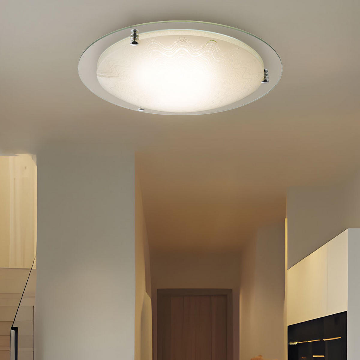 LED DECKENLEUCHTE Metall Chrom Klar - Klar, Glas (41.5/41.5/8.5cm) - Globo Lighting