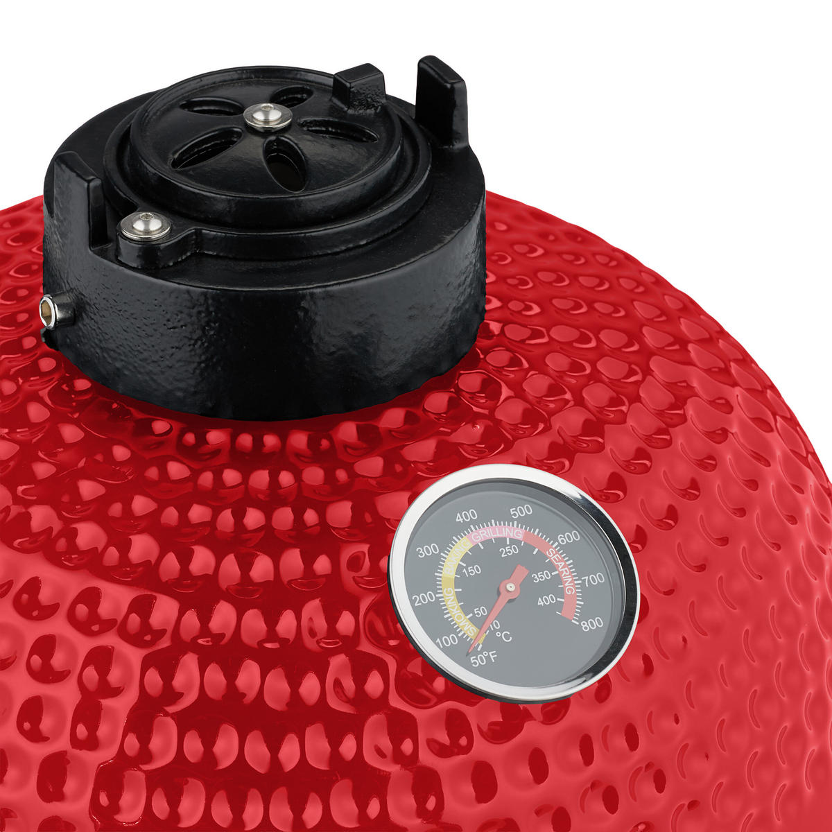 KAMADO-GRILL - Rot, Keramik/Metall (34/56.5cm) - Relaxdays