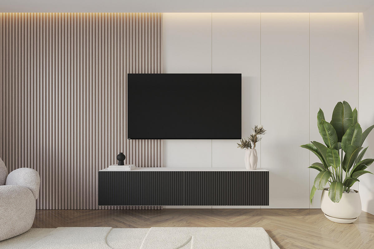 LOWBOARD NOA-2-W 2x100x40x41 cm - Weiß / Schwarz - Schwarz, Holzwerkstoff (200/40/41cm) - ALTDECOR