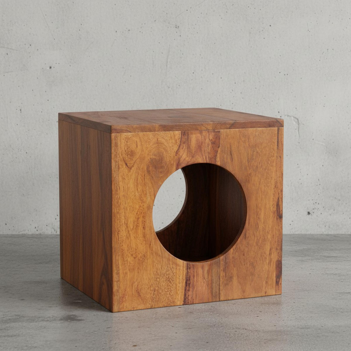 BEISTELLTISCH – Massivholz quadratisch Cube Design mit Stauraum handgefertigt - Braun, Holz (35/35/35cm) - KADIMA DESIGN