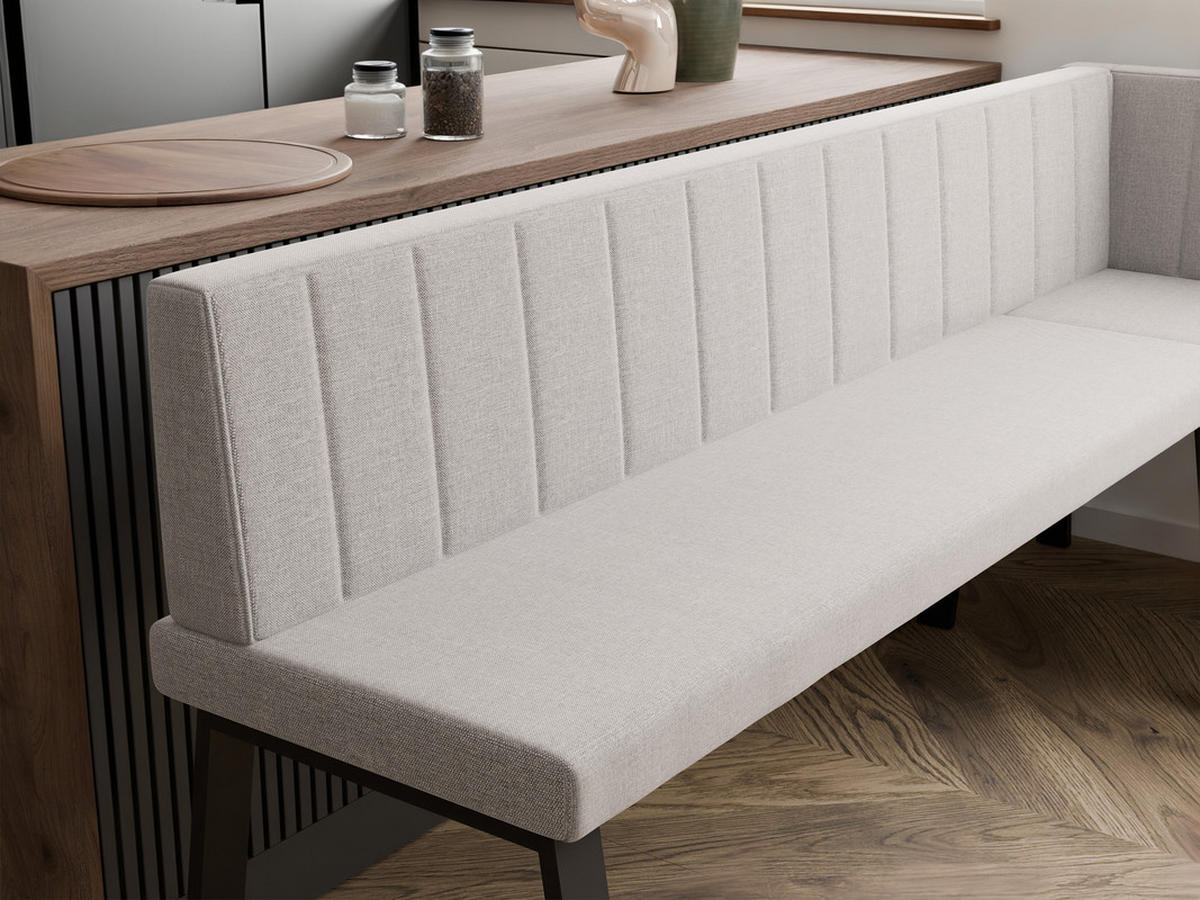 ECKBANK rechts MONO Y Webstoff gesteppt, 142/196 cm Beige - Beige, Textil/Metall (142/196cm) - Idohome