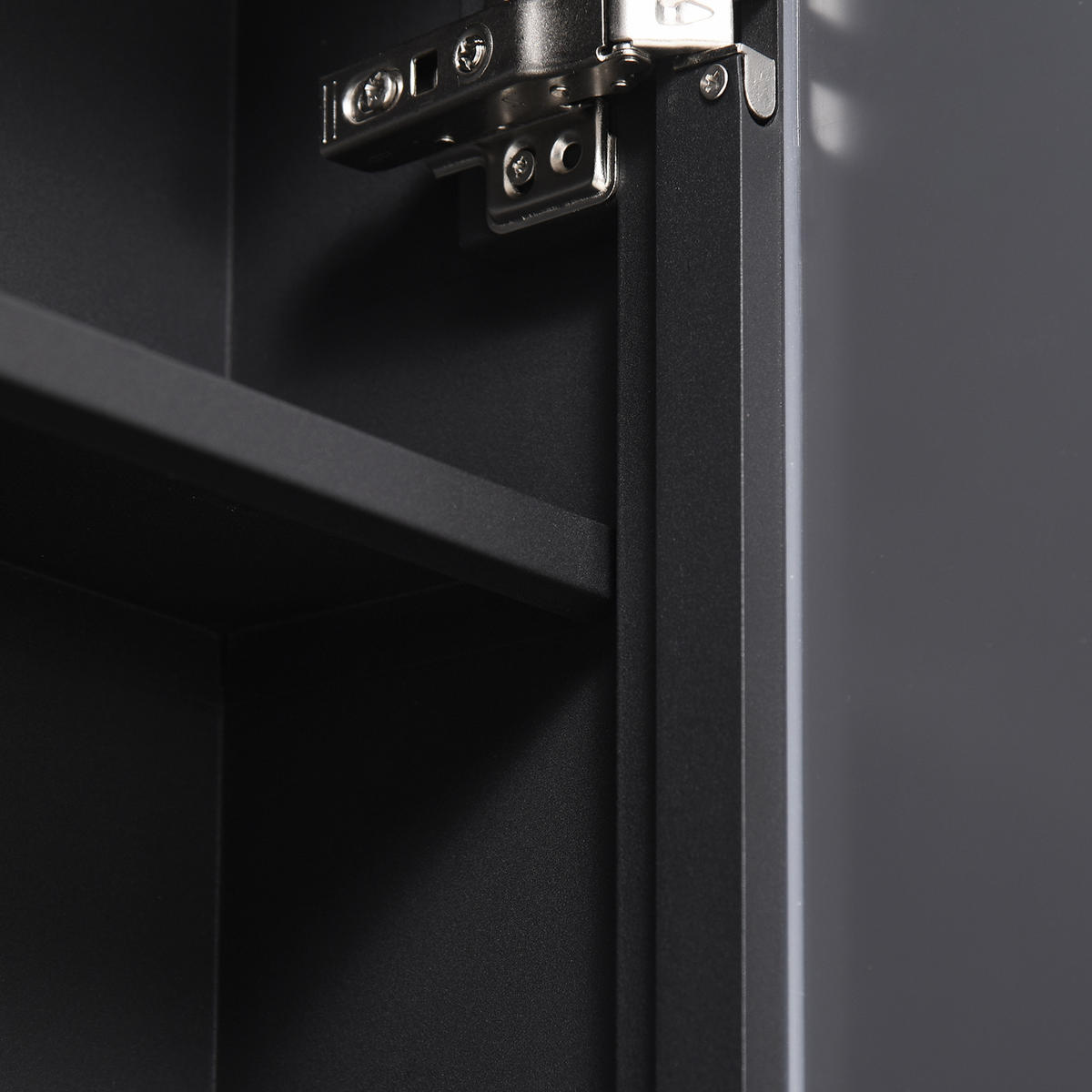 BADEZIMMERSPIEGELSCHRANK 40x15x60 cm Schwarz mit Spiegeln & weichen Scharnieren - Schwarz, Metall (40/60/15cm) - Modfu