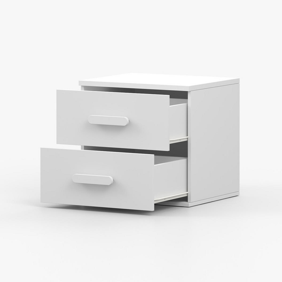 NACHTTISCH JONAS I 22, 55/51/44, 2 Schubladen, weiß - Weiß, Holzwerkstoff (55/44/51cm) - imoebel24