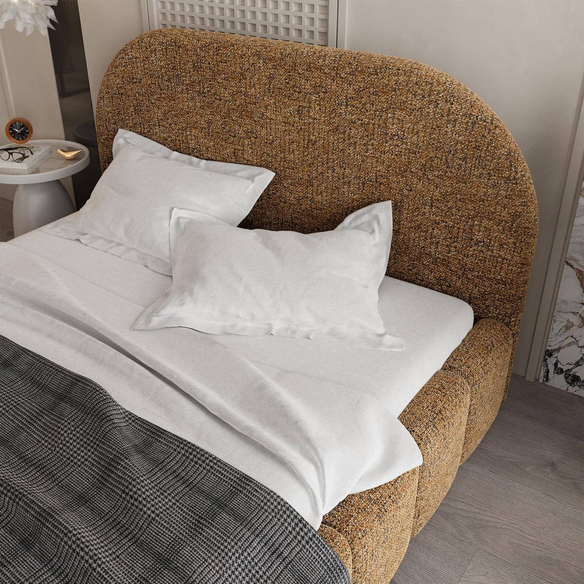 POLSTERBETT FLUSSO 120x200 cm mit Bettkästen - Braun - Braun, Holz (120/200cm) - MASSENO