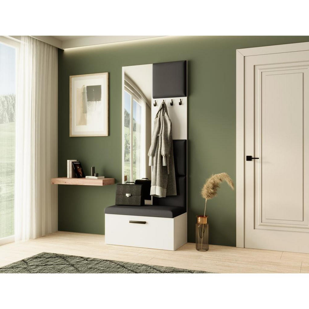 Thumbnail - Beautysofa Garderobe, Weiß, Schwarz, Kunststoff, 81x203x43 cm, Garderobe, Garderoben-Sets & Serien, Garderoben-Sets