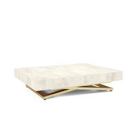 COUCHTISCH SANNA U - Goldfarben/Creme, Holzwerkstoff/Metall (80/120/27cm) - Meblini