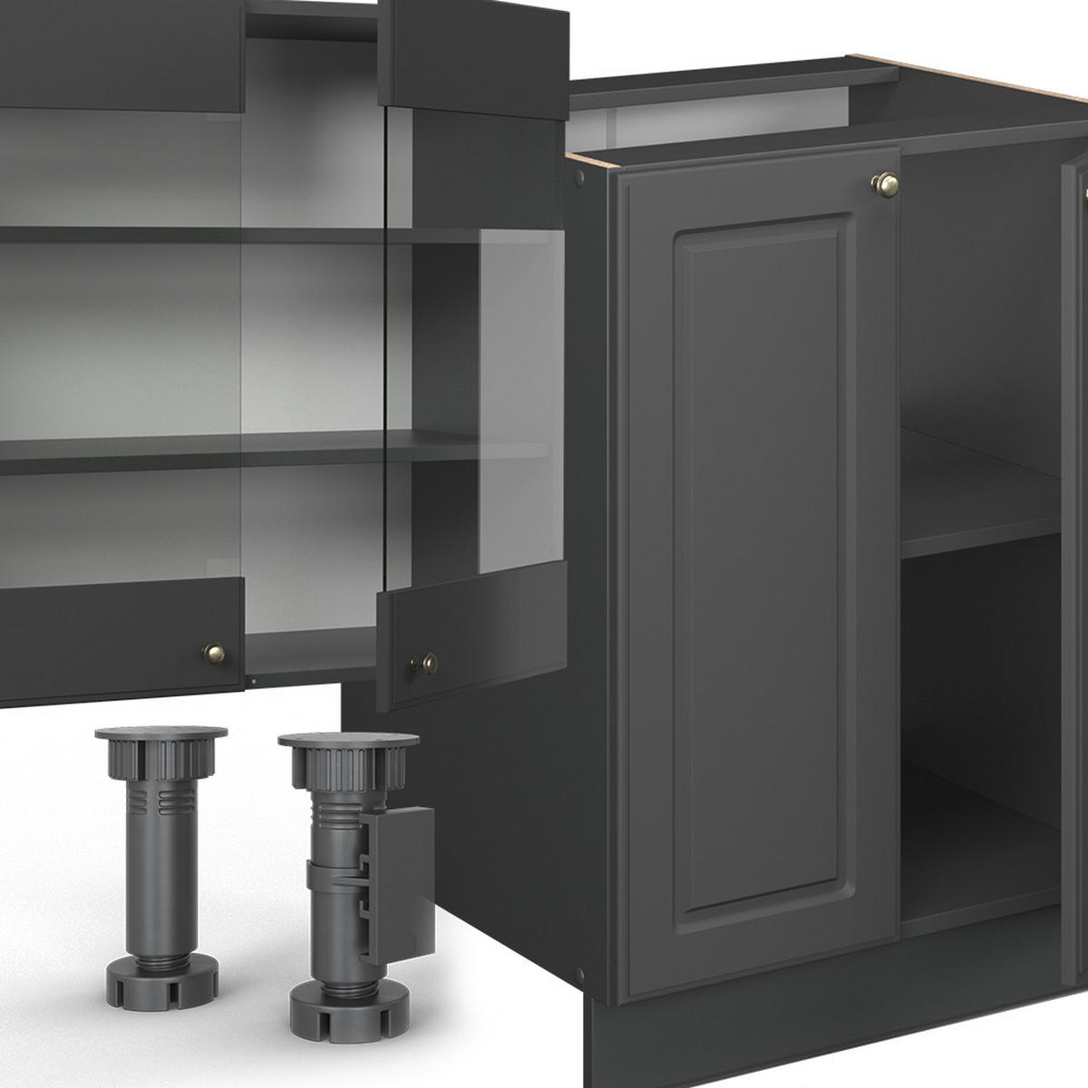 KUCHYŇSKÝ KOUT Fame-Line Anthrazit-Gold Landhaus - antracitová, kompozitní dřevo (300/81.6/60cm) - Vicco