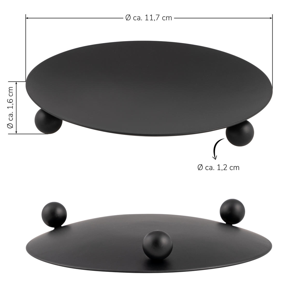 KERZENHALTER 4er-Set, schwarz, Stahl - Schwarz, Metall (11.7/1.6/11.7cm) - bremermann