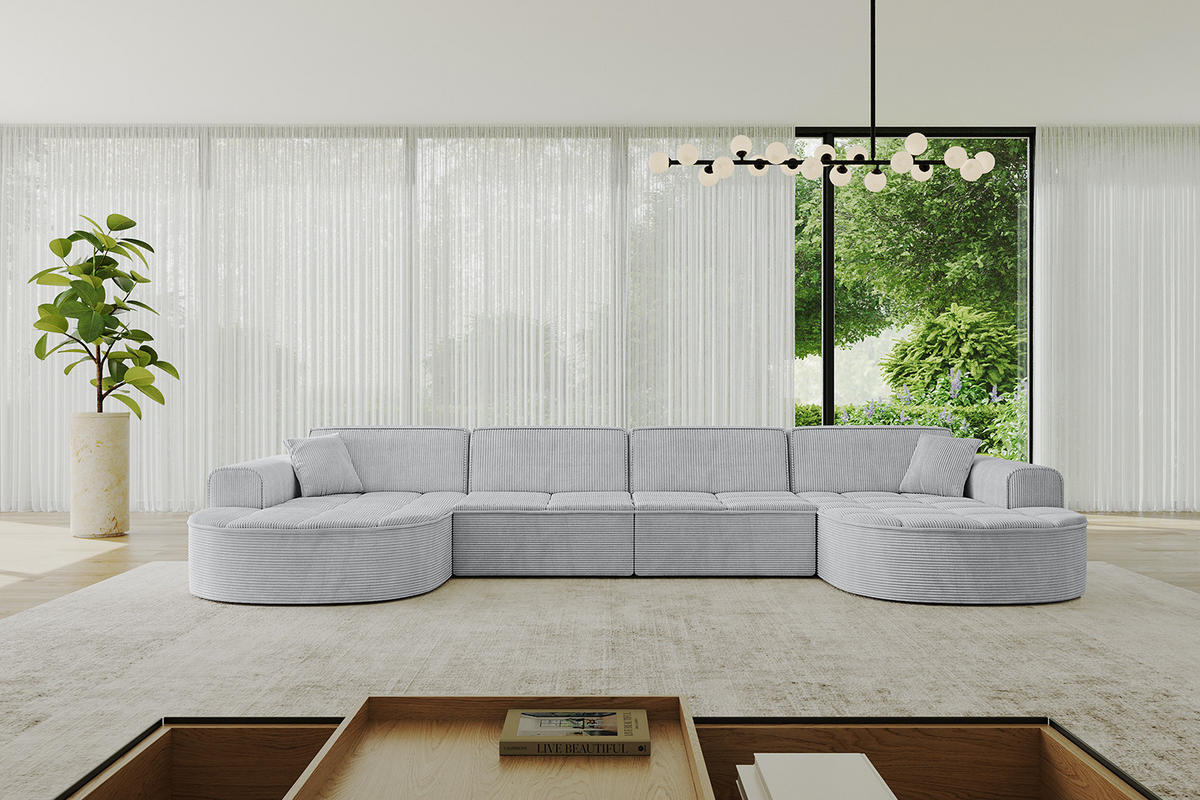 WOHNLANDSCHAFT TARO-U2 - 388x171x79,5 cm Grau - Grau, Holzwerkstoff/Textil (388/79.5/171cm) - ALTDECOR