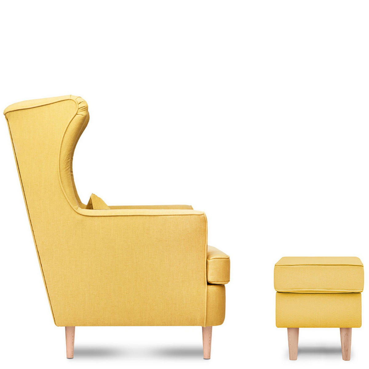 OHRENSESSEL STRALIS mit Sitzhocker, Gelb - Gelb, Textil (82/108/80cm) - KONSIMO®