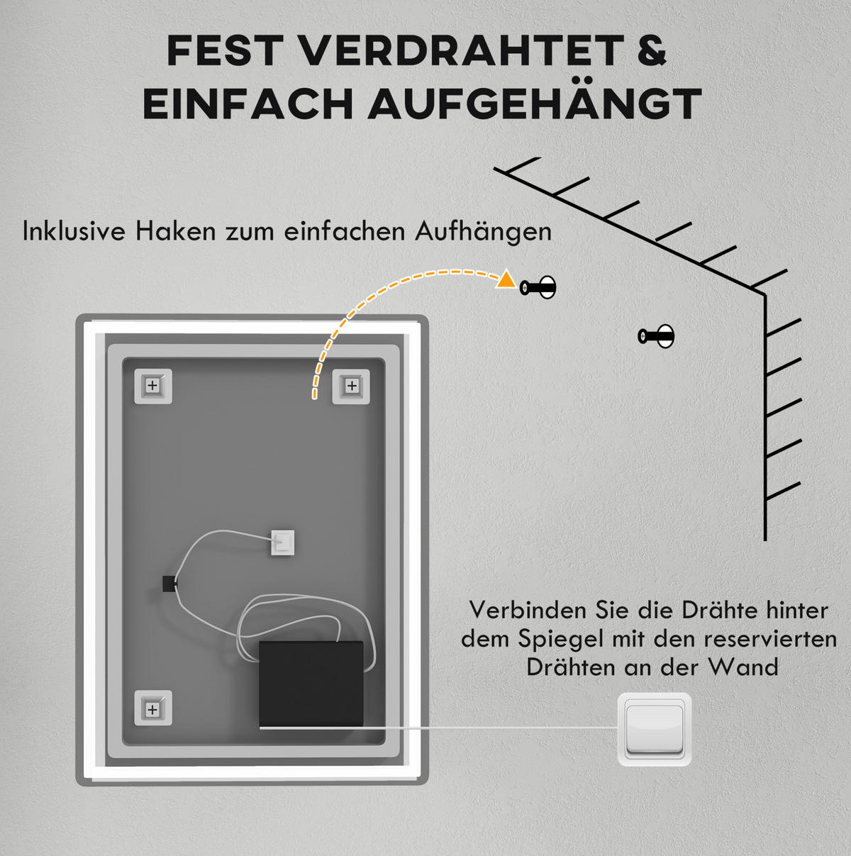 WANDSPIEGEL 60/80/4 cm silber aus Glas mit LED-Touch - Silberfarben, Glas (60/4/80cm) - OKWISH