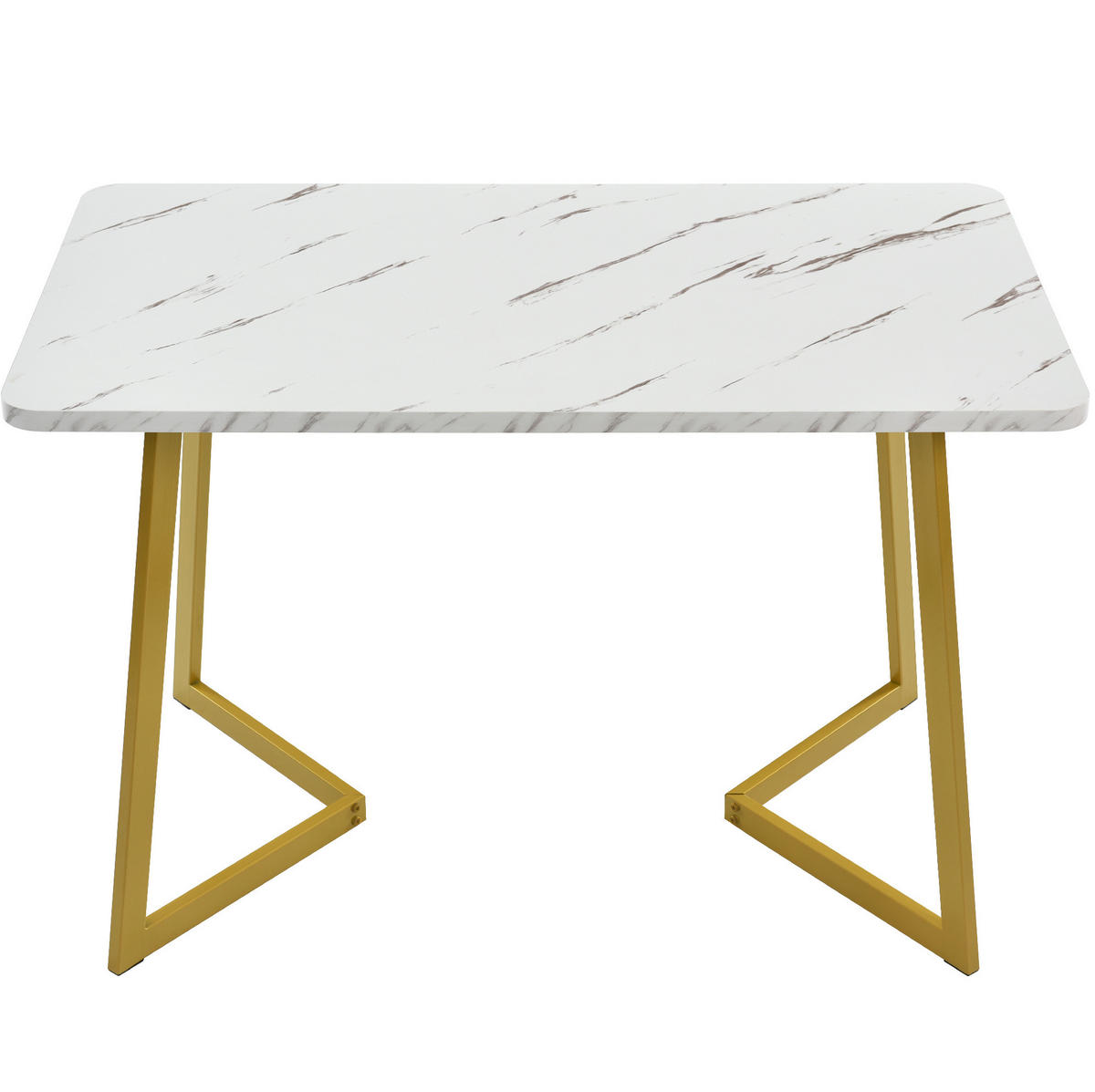 ESSTISCH mit Metallgestell 117/68/75 cm in Marmoroptik Weiß/Gold - Weiß, Holzwerkstoff (117/68/75cm) - BEAOK